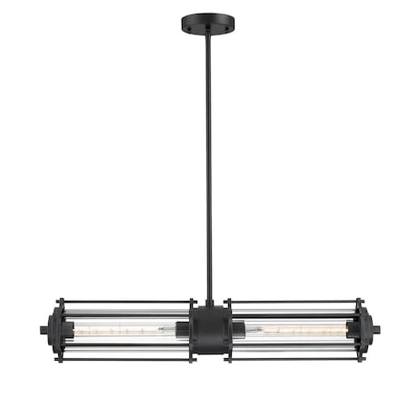 Westinghouse Pendant LED Dimmable 6.5W 2-Light Marlowe, Matte Black Clear Ribbed Glass 6118400